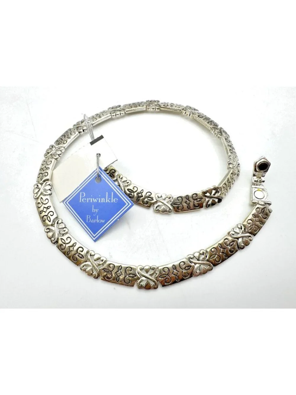 Periwinkle by Barlow Silver Tone Collar Necklace NEW w/Tags, Ornate, Classic 18
